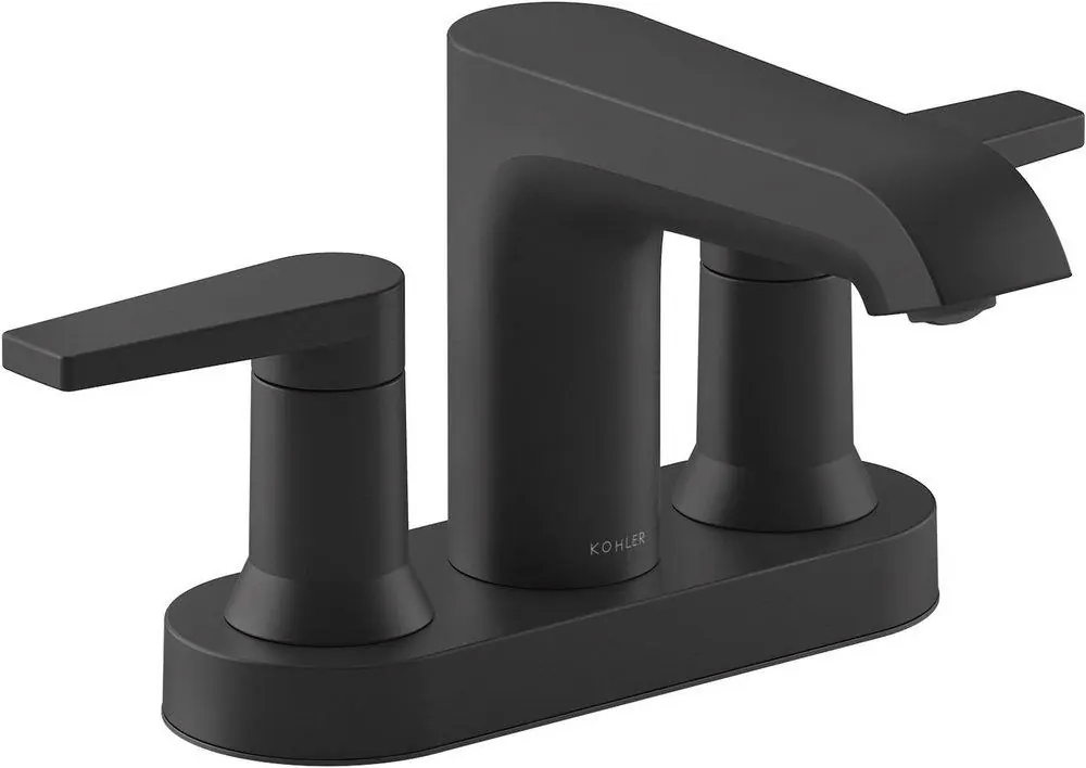 KOHLER 97094-4-BL Hint Two Handle Centerset Bathroom Sink Faucet in Matte Black