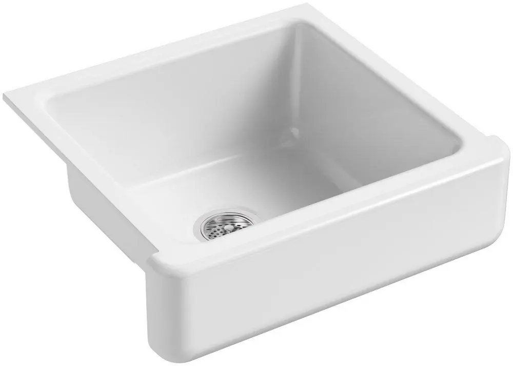 KOHLER 5664-0 Whitehaven 23-1/2 x 21-9/16 in. No Hole Cast Iron Single Bowl Undermount Kitchen Sink