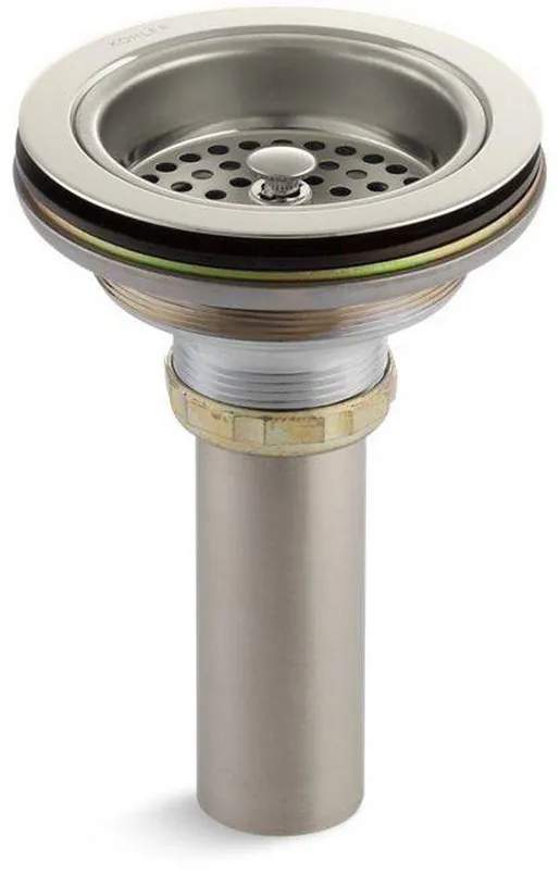 KOHLER 8801-SN Duostrainer Brass Basket Strainer with Tailpiece in Vibrant Polished Nickel