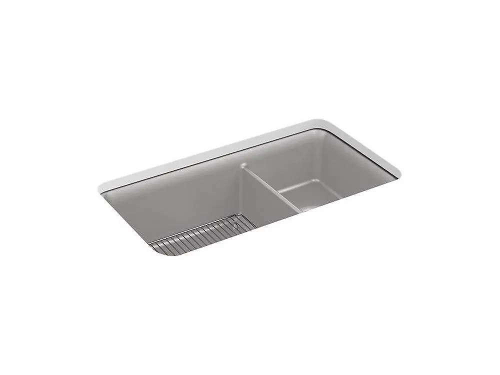 Kohler 8204-CM4 Cairn 33-1/2 x 18-5/16 in. No-Hole Composite Double Bowl Undermount Kitchen Sink