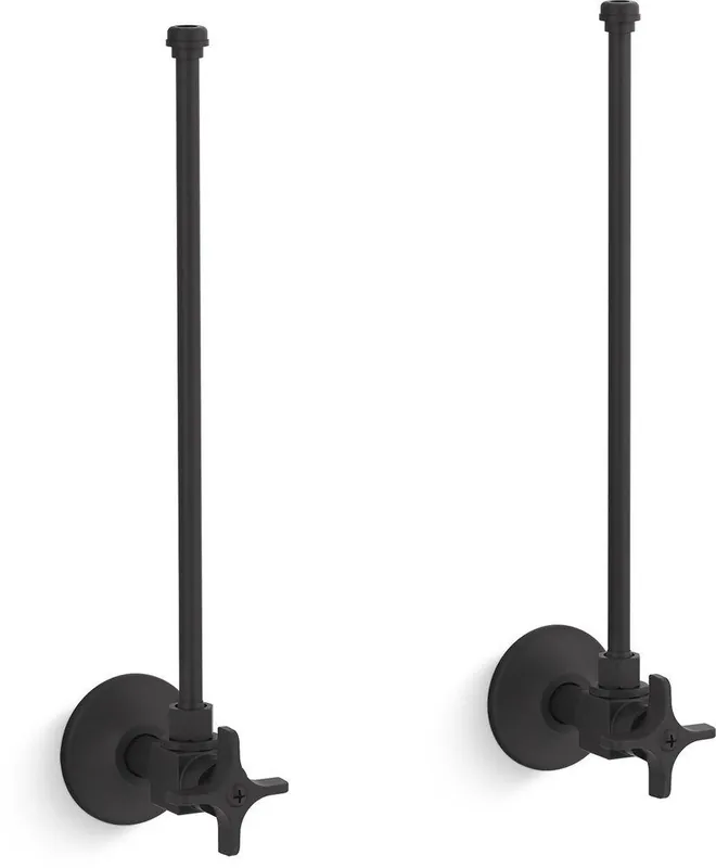 Kohler 7605-P-BL Pair 3/8 in. NPT Angle Supply Stop Valve in Matte Black