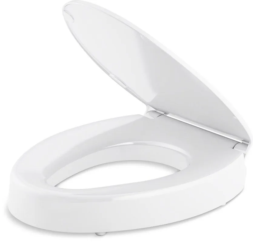 KOHLER 25875-0 Hyten Elevated Quiet-Close Elongated Closed Front Toilet Seat with Cover in White