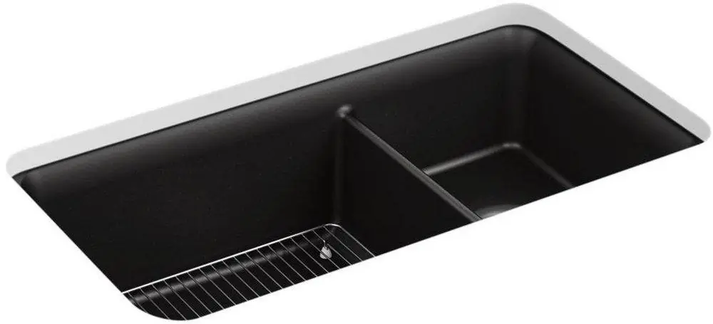 Kohler 8204-CM1 Cairn 33-1/2 x 18-5/16 in. No-Hole Composite Double Bowl Undermount Kitchen Sink