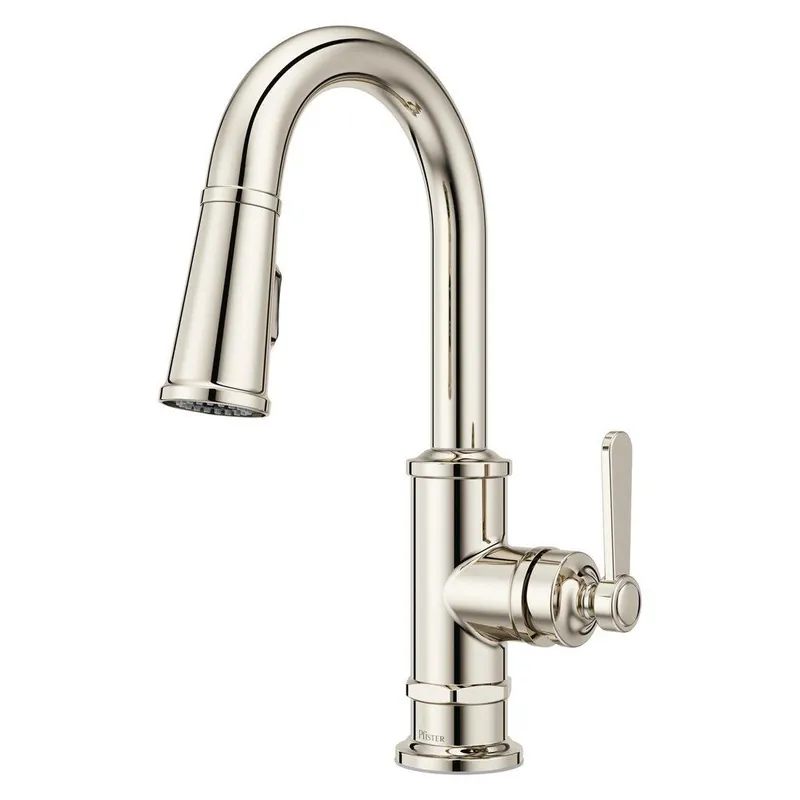 Pfister GT572TDD Port Haven Single Handle Pull Down Bar Faucet in Polished Nickel