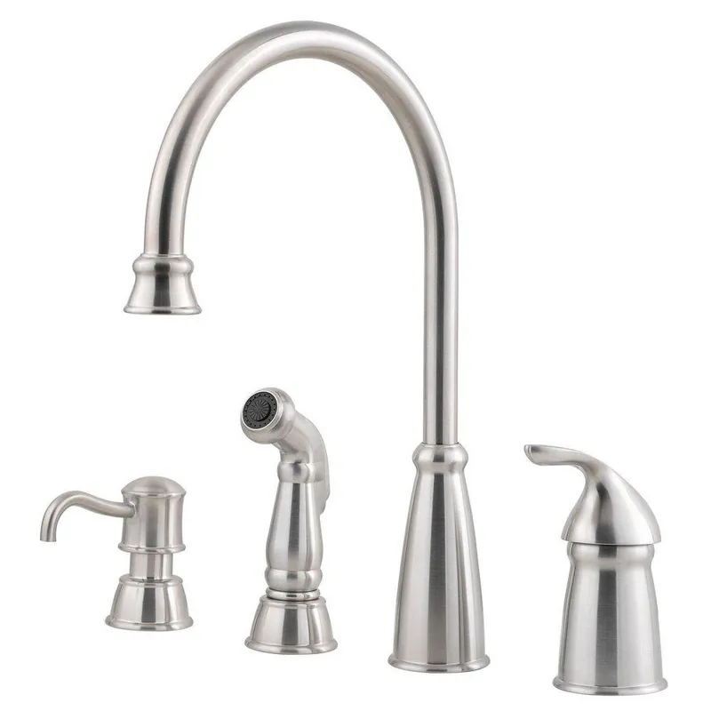 Pfister GT26-4CBS Avalon 1-Handle Kitchen Faucet with Side Spray & Soap Dispenser in Stainless Steel