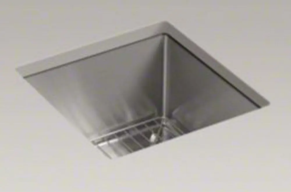 KOHLER 5287-NA Strive 15 x 15 in. Single Basin Undermount Bar Sink with Basin Rack