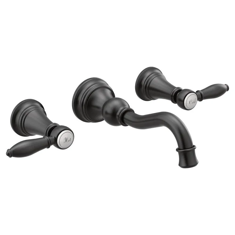 Moen TS42112BL Weymouth Two Handle Wall Mount Bathroom Faucet in Matte Black