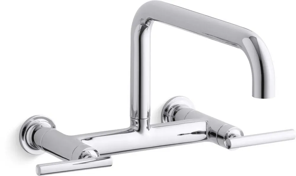 KOHLER 7549-4-CP Purist Two Handle Bridge Kitchen Faucet in Polished Chrome