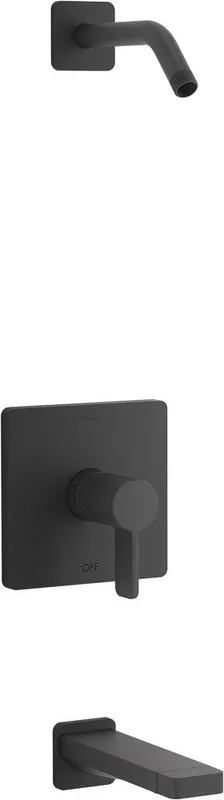 KOHLER TLS23502-4-BL Parallel Single Handle Bathtub & Shower Faucet in Matte Black (Trim Only)