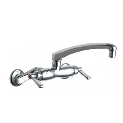 Chicago Faucets 445-L8E35ABCP Kitchen Sink Faucet 1.5 GPM 8 L-Type Swing Wall-Mounted Manual Sink Faucet w/Adjustable Centers