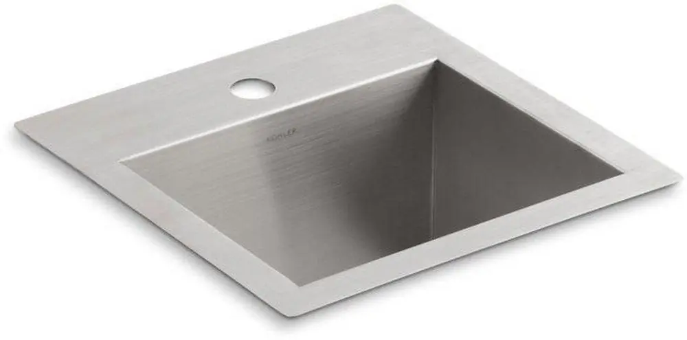 Kohler 3840-1-NA Vault 15 x 15 in. 1 Hole Drop-in and Undermount Stainless Steel Bar Sink