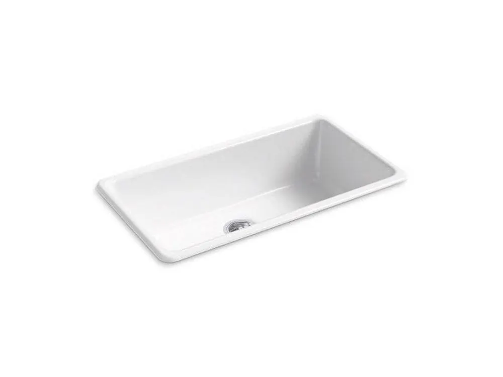 Kohler 5707-0 Iron/Tones 33 x 18-3/4 in. No-Hole Cast Iron Single Bowl Dual Mount Kitchen Sink