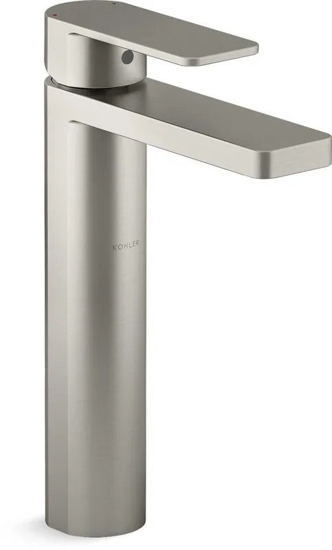 Kohler 23475-4-BN Parallel Single Handle Monoblock Bathroom Sink Faucet in Vibrant Brushed Nickel