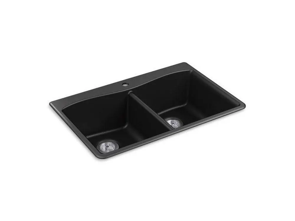 KOHLER 8185-1-CM1 Kennon 33 x 22 in. 1 Hole Composite Double Bowl Dual Mount Kitchen Sink