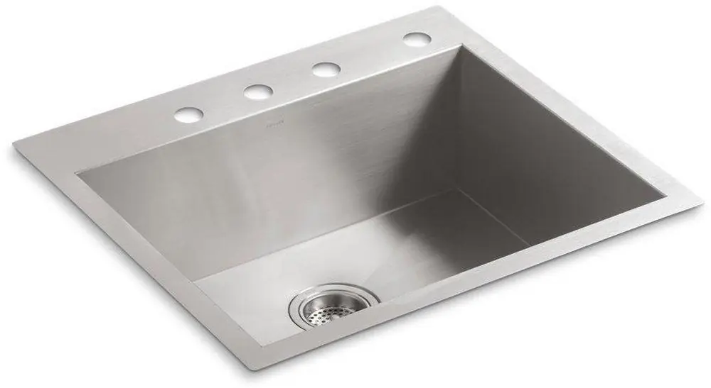 Kohler 3822-4-NA Vault 25 x 22 in. 4 Hole Stainless Steel Single Bowl Dual Mount Kitchen Sink