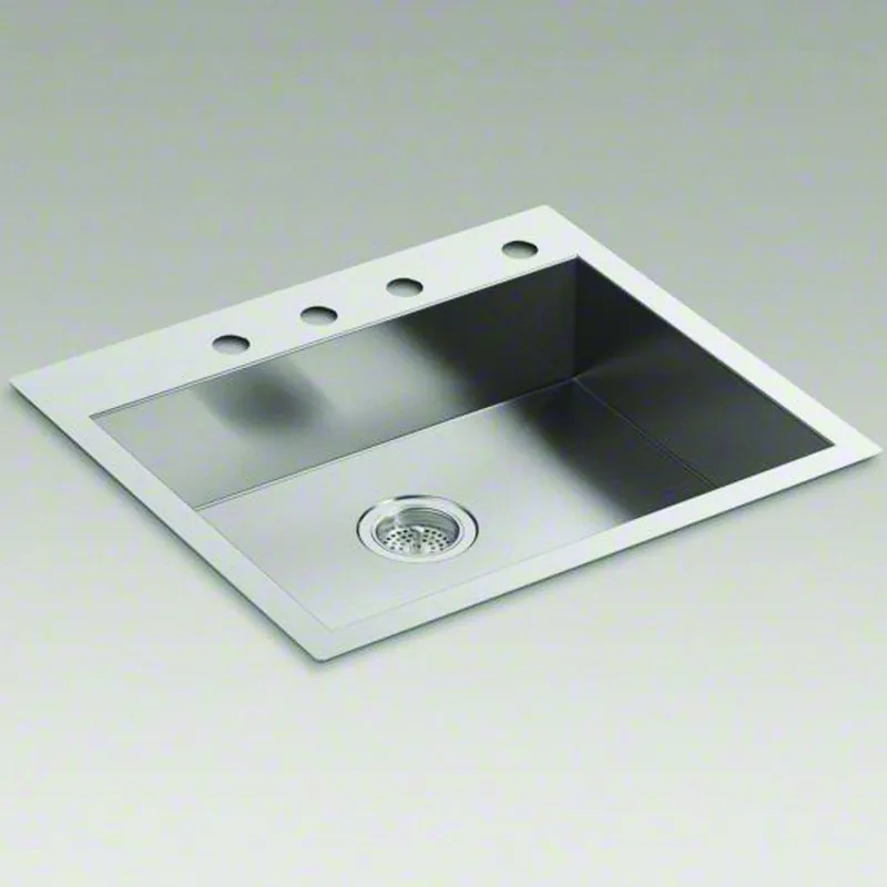 KOHLER 3894-4-NA Vault 25 x 22 in. 4 Hole Single Bowl Top Mount/Undermount Kitchen Sink