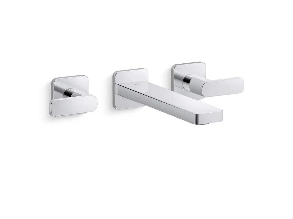 KOHLER T27120-4-CP Parallel Two Handle Wall Mount Widespread Bathroom Sink Faucet