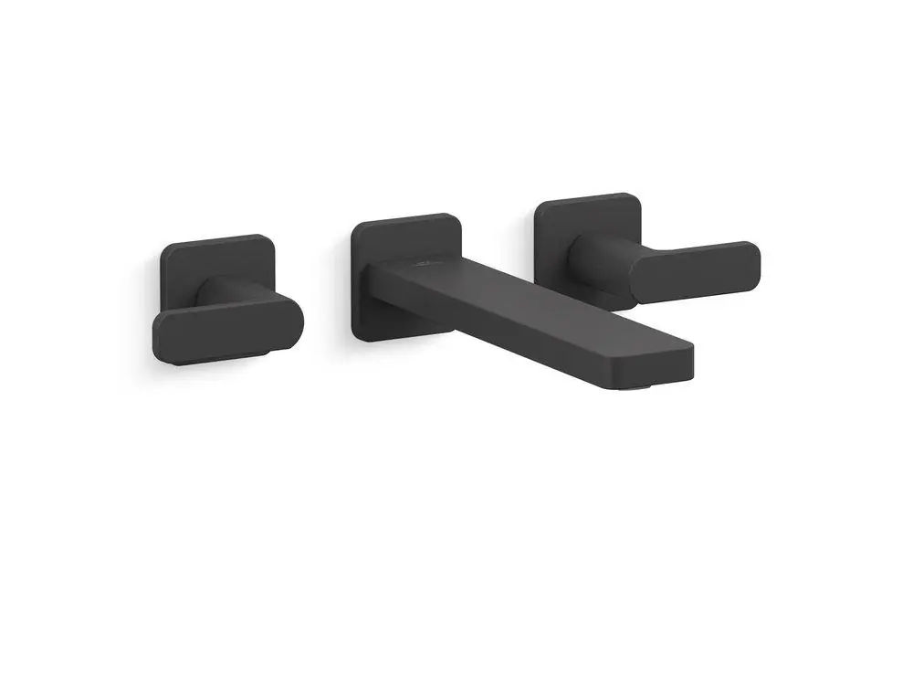 KOHLER T27120-4-BL Parallel Two Handle Wall Mount Widespread Bathroom Sink Faucet
