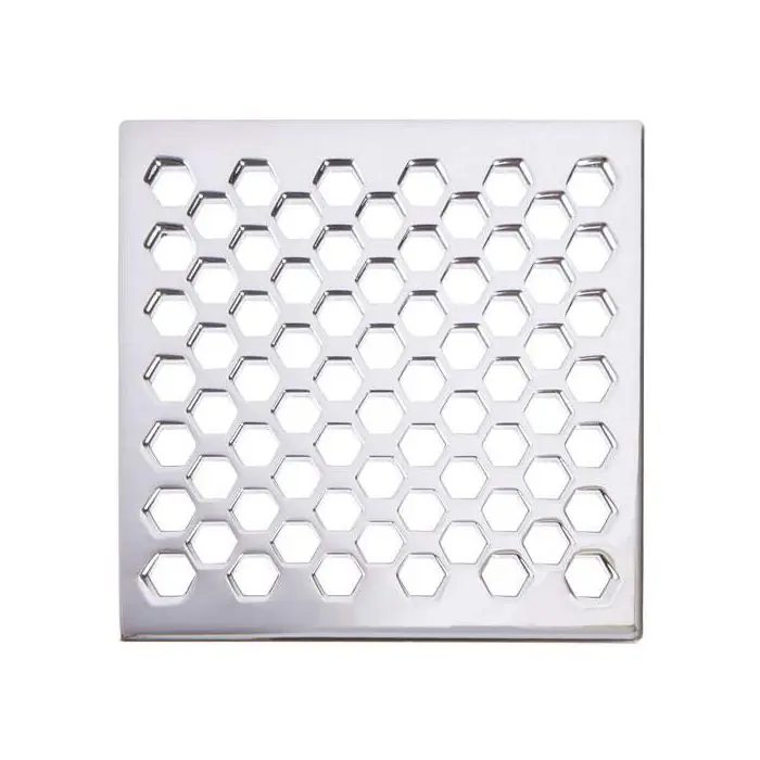 Brass Tech 233-407/26 Newport Brass Tub & Shower 4 Square Shower Drain - Polished Chrome