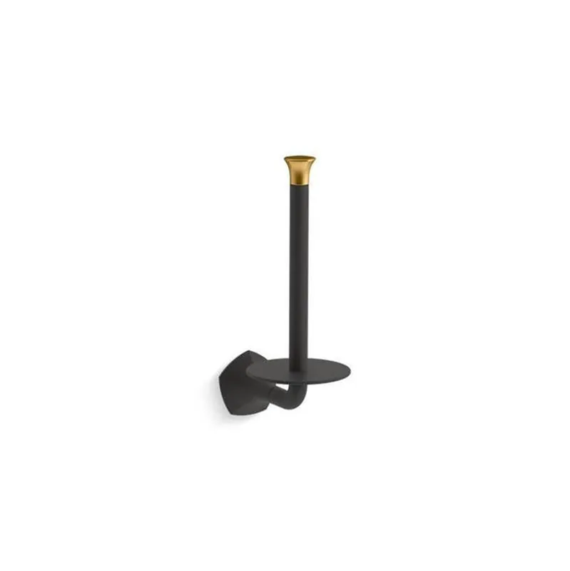 Kohler 27064-BMB Vertical Single Toilet Paper Holder Occasional Matte Black/Vibrant Brushed Nickel