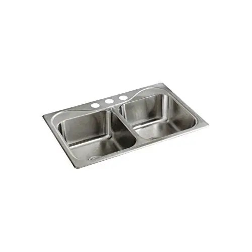 Kohler 11400-3-NA Sink 33X22 3HL 22GA SS DBL BWL SELF-RIM