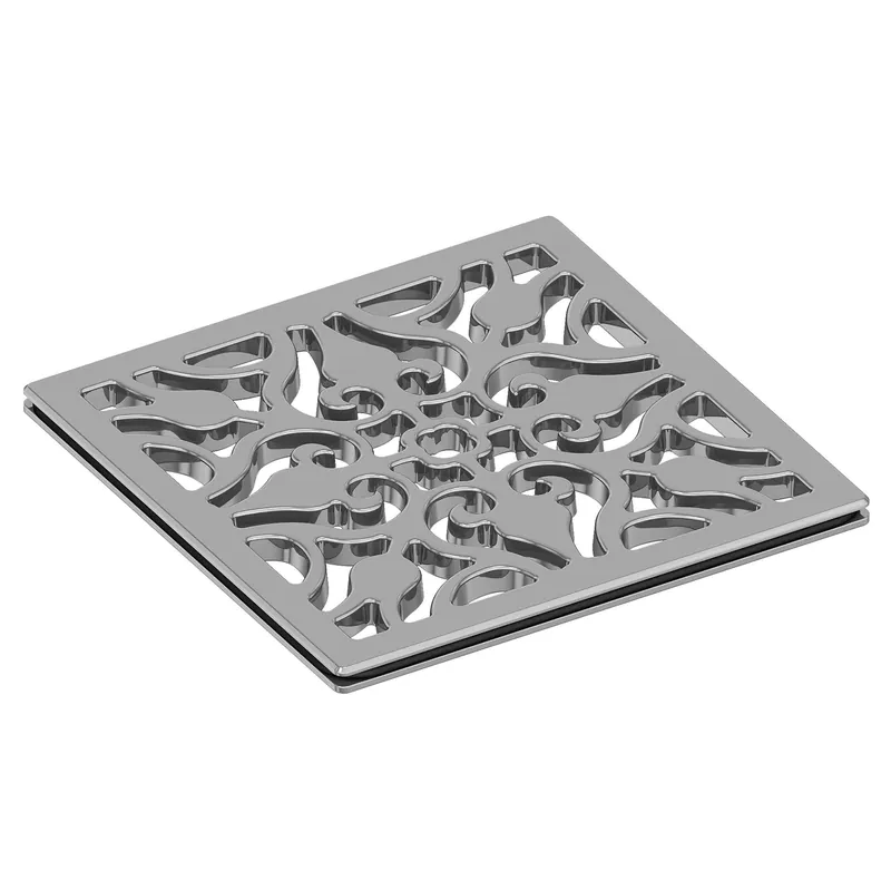 Brass Tech 233-404/26 Newport Brass Tub & Shower 4 Square Shower Drain - Polished Chrome