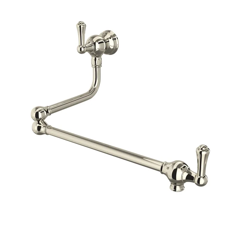 Rohl U.4799LS-PN-2 Wall Mounted Swing Arm Pot Filler With Lever Handles