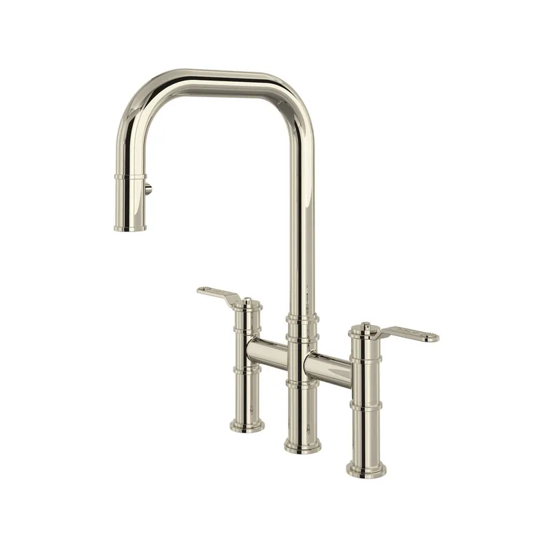 Rohl U.4551HT-PN-2 Pull-Down Bridge Kitchen Faucet