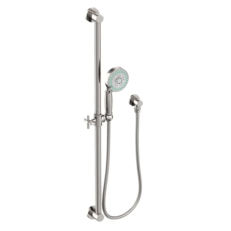 Brass Tech 280F/15 Newport Brass Tub & Shower Slide Bar With Multifunction Hand Shower Set Power (Polished Nickel)