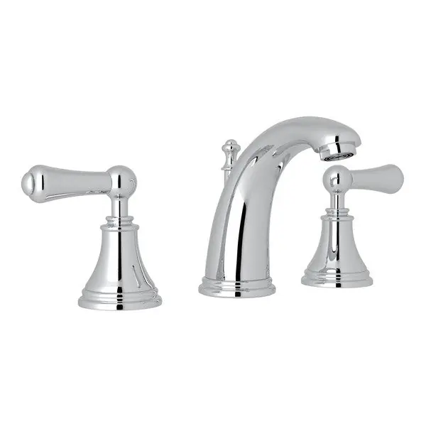 Rohl U.3712LS-EG-2 High-Arc Widespread Lavatory Faucet in English Gold