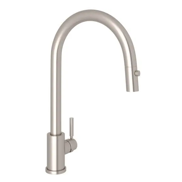 Rohl U.4044STN-2 Perrin & Rowe Holborn Contemporary Pulldown Kitchen Faucet With Metal Lever Handle