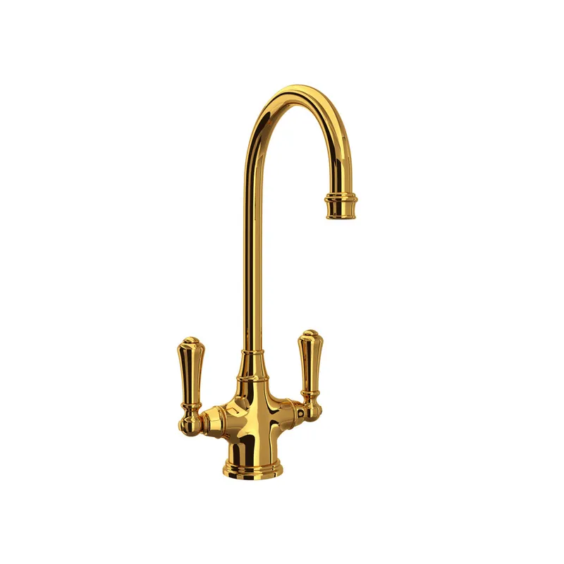 Rohl U.4711ULB-2 Two Lever Handle Bar Faucet Unlacquered Brass