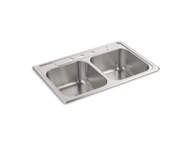 Kohler 14708-3-NA Sink 33X22 3HL SS Dbl Bwl 20GA Self-Rim
