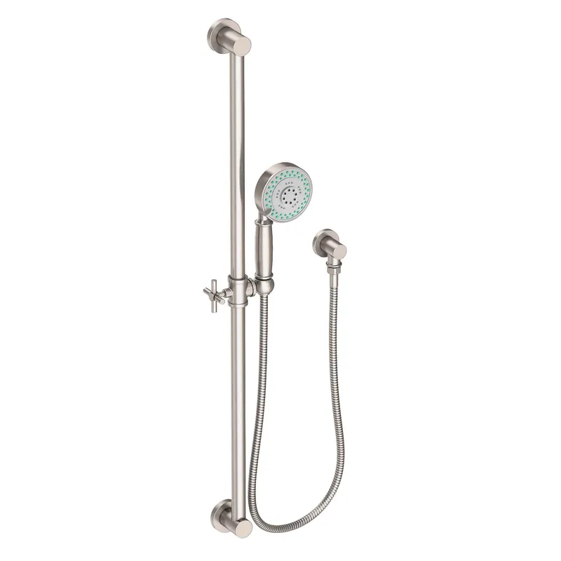 Brass Tech 280F/15S Newport Brass Tub & Shower Slide Bar With Multifunction Hand Shower Set - Satin Nickel (PVD)