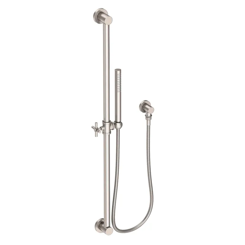 Brass Tech 280S/15 Newport Brass Tub & Shower Slide Bar With Single Function Hand Shower Set - Polished Nickel