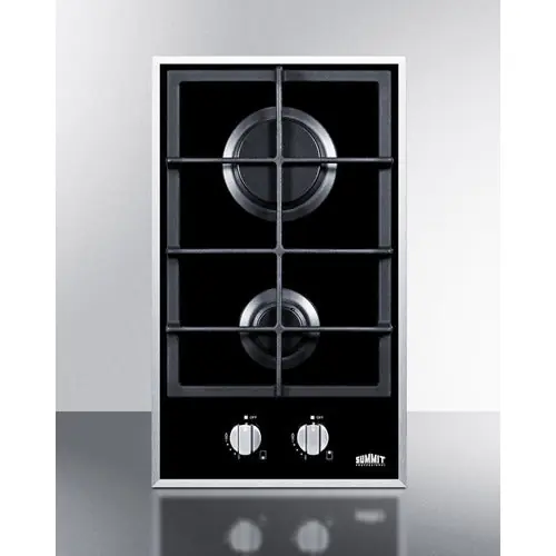 Summit Appliance GC2BGL 2-Burner Gas-On-Glass Cooktop