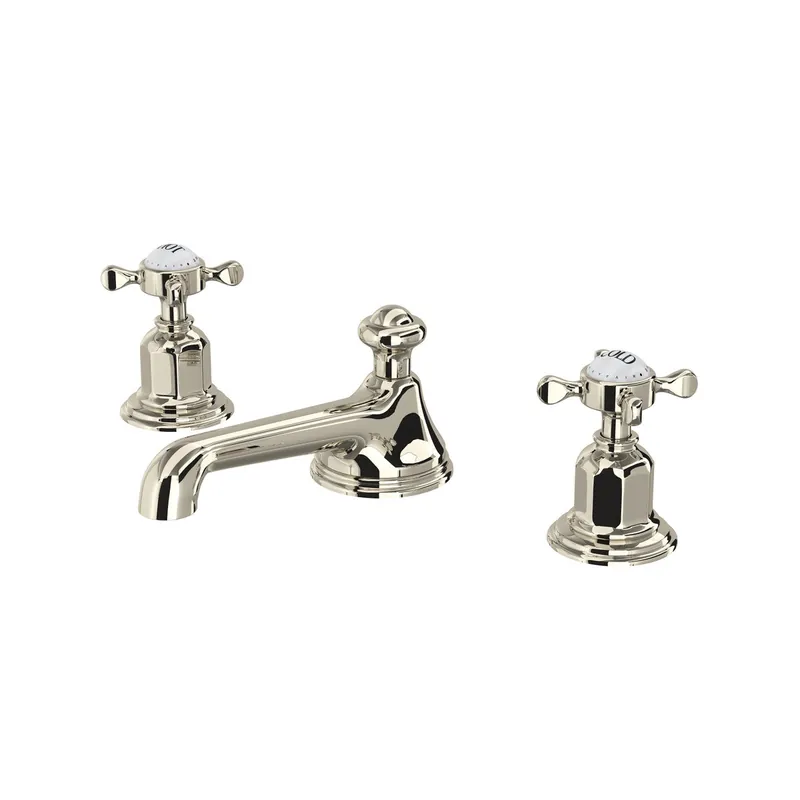 Rohl U.3706X-PN-2 Perrin And Rowe Edwardian Low Level Spout Widespread Lavatory Faucet Polished Nickel