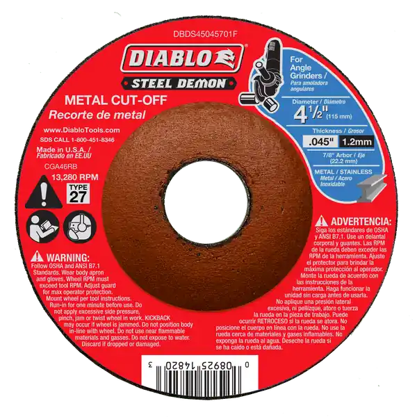 FREUD 00314258 DBDS45045701F 4-1/2 in. Type 27 Metal Cut-Off Disc