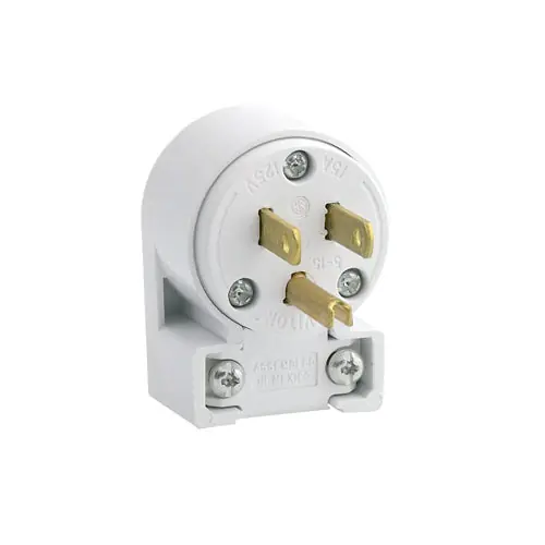 Leviton 515AN-W 2 Pole, 3 Wire Angle Plug. 15A-125V