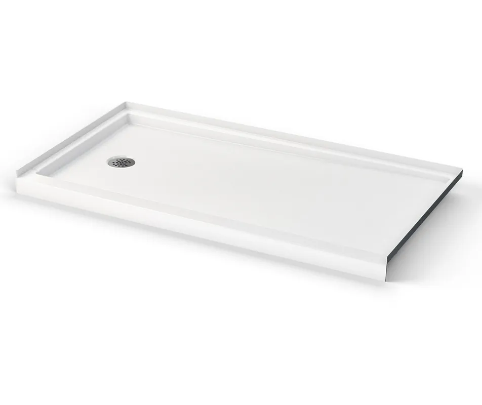 Aquatic SB6030L-WH Aquatic Icon SB6030L/R AcrylX Alcove Left-Hand Drain Shower Base in White