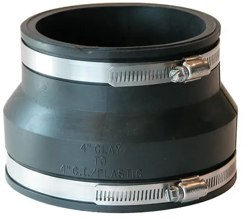 Fernco 1002-44 4 x 4 in. Clay to Cast Iron or Plastic Flexible Coupling
