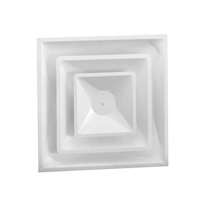 HART & COOLEY 050513 FPD3 Series Steel T-Bar Fixed-Pattern Diffuser, 4-Way, 3 Cone Design, Bright White, 14