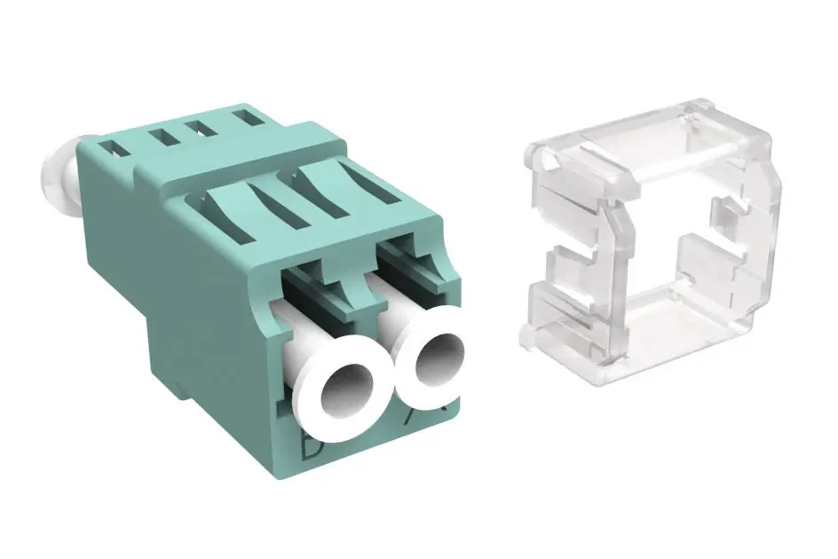 COMMSCOPE 760187856 Fiber Insert, Commercial, M81 Series LC Duplex Adapter, OM2+/3/4, Clear Collar