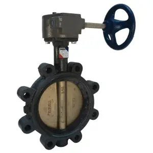 NIBCO LD2000-5 10 in. Lug-Style Ductile Iron Butterfly Valve with Gear Operator Lead Free