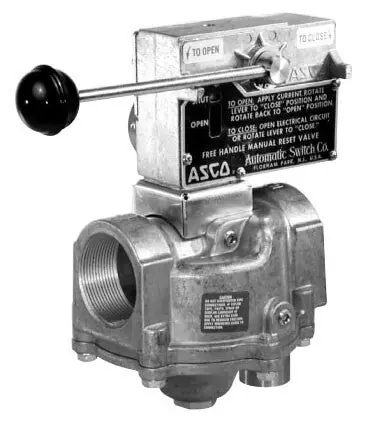 ASCO CONTROLS 8044A004CSA 120/60 110/50 Vac 1-1/2 NPT. 2 Way N.C. Free Handle Manual Reset Gas Solenoid Shutoff Valve 1760000