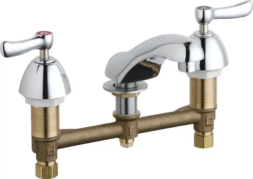 Chicago Faucets 404-VE2805ABCP Two Handle Widespread Bathroom Sink Faucet in Polished Chrome
