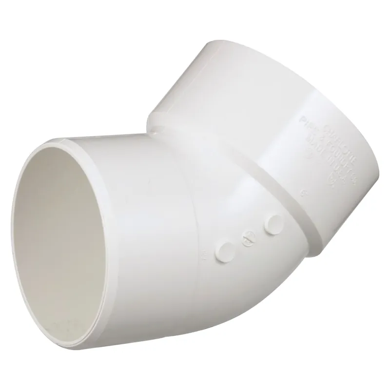 Charlotte Pipe 03412 6 1/8 Bend - 45 Deg - Elbow (Street) - Ftg x Hub - PVC DWV