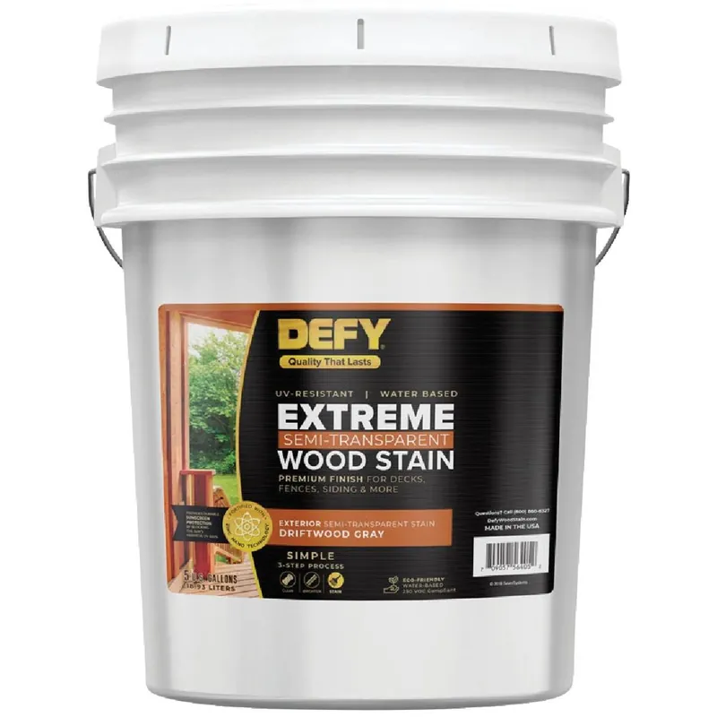 DEFY 300410 Extreme Semi-Transparent Exterior Wood Stain Driftwood Gray 5 Gal. Replacement MPN