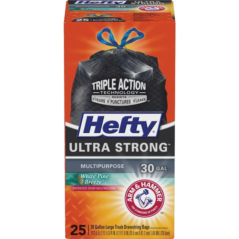 Hefty E85531 Ultra Strong 30 Gal. Black Trash Bag 25 Count