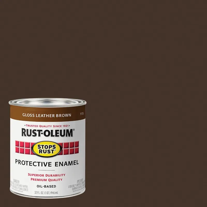 Rust-Oleum 7775502 Stops Rust Oil Based Gloss Protective Rust Control Enamel Leather Brown 1 Qt.